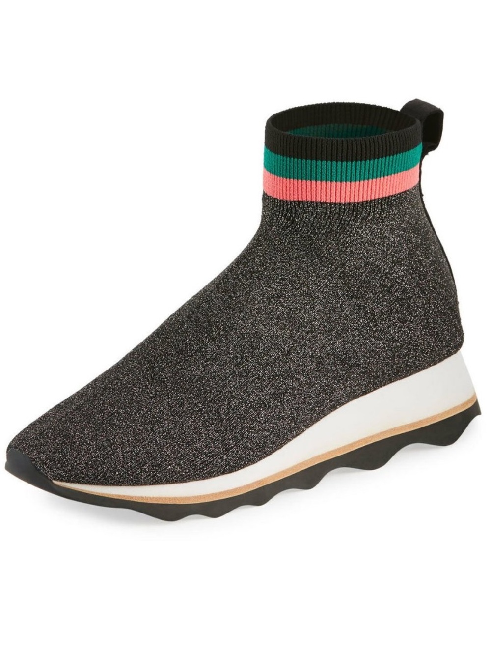 Loeffler Randall Scout Knit Sock Sneakers in Sparkly Black